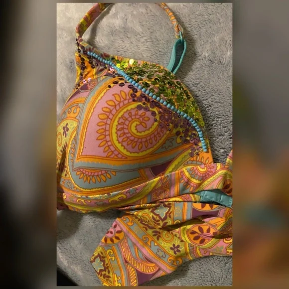 Vintage Body IPEX by Victoria’s Secret Bra Panties Set Beaded Sequins - Picture 6 of 10